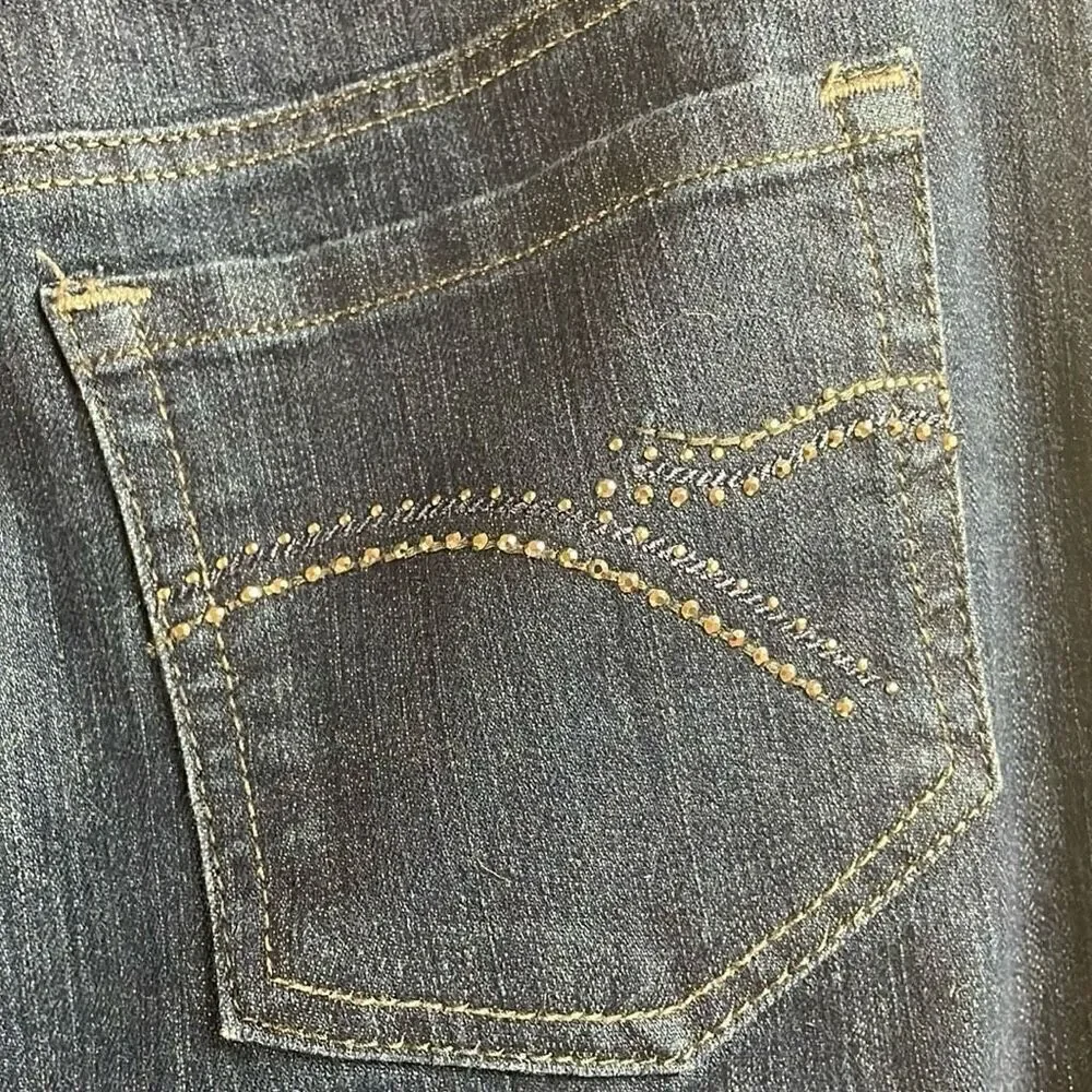 GLORIA VANDERBILT Ladies 5 Pocket Rhinestones Jeans Straight Leg Blue Size 10